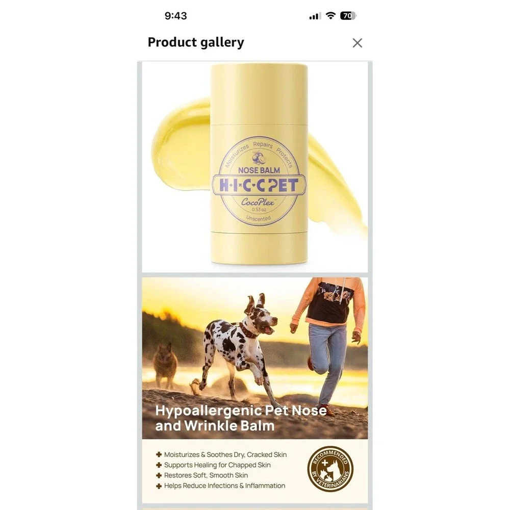 HICC PET Dog Cat Nose Balm Soothes Repairs Moisturizes Dry Cracked Nose .21 Oz